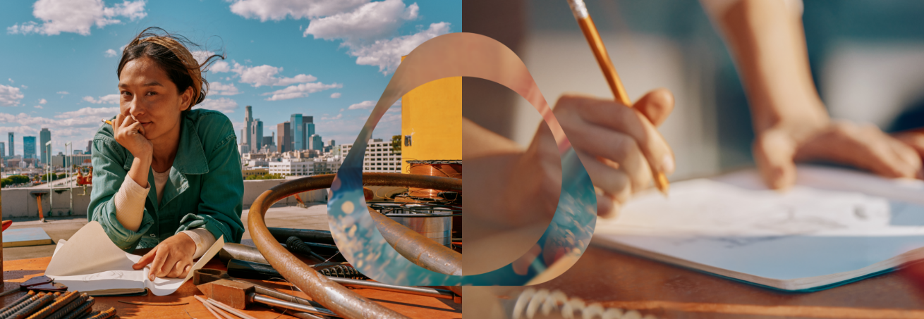 Cilvēks zīmē siltā pavasara saulē ar logo pārklājumu.