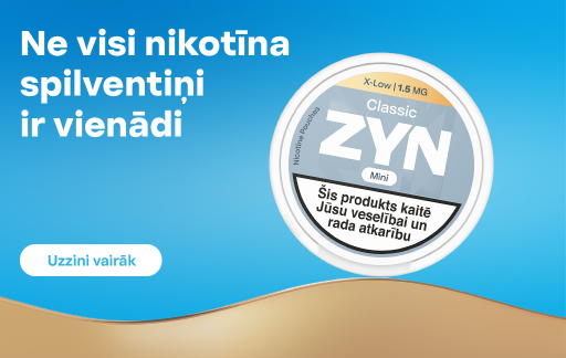 ZYN Classic Mini nikotīna spilventiņu kanniņa uz zila fona ar zelta līniju.
