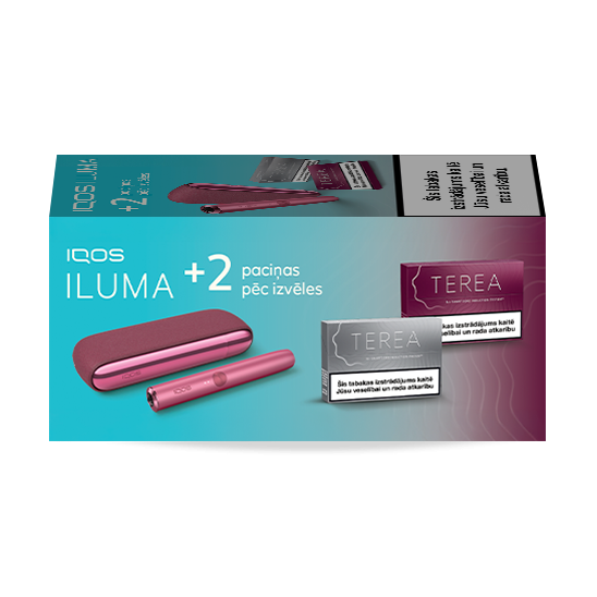 IQOS ILUMA Sunset Red un 2 TEREA paciņas
