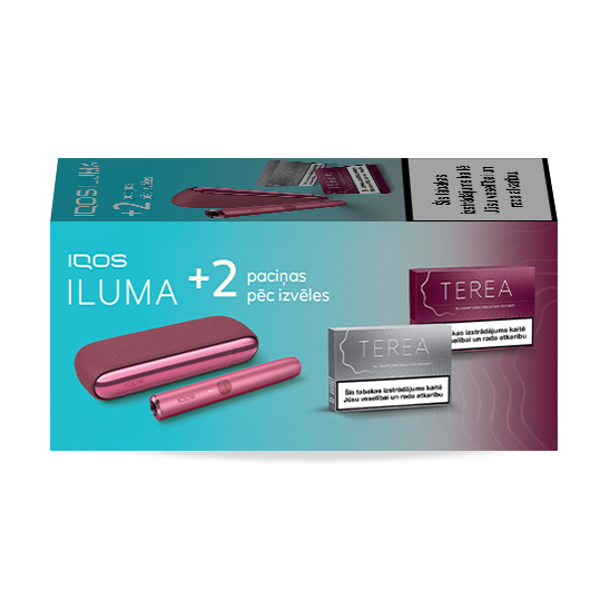 IQOS ILUMA Sunset Red un 2 TEREA paciņas