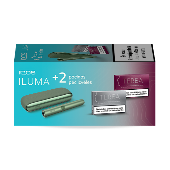 IQOS ILUMA Moss Green un 2 TEREA paciņas